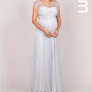 NWT Seraphine Mist Grey Grecian Maternity Gown